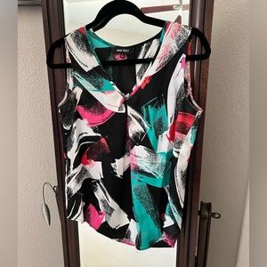 Nine West Sleeveless V Neck Blouse
